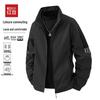 Hodo Men's Stand-Collar Striped Casual Business Jacket