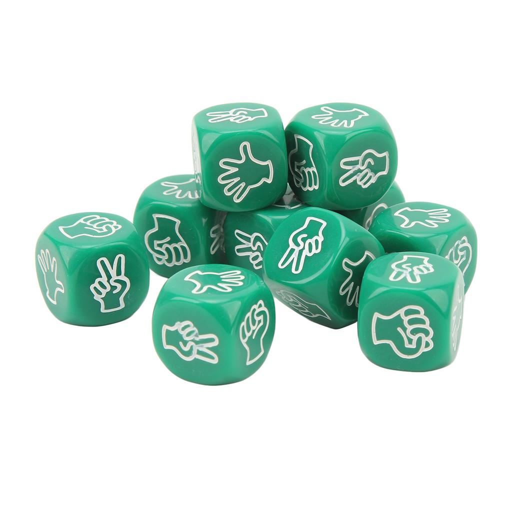 10Pcs Dice Set 6 Sided Waterproof Antioxidant Finger Guessing Game Dice for Board Game Education Green