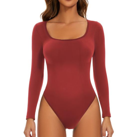 Женский боди с длинным рукавом из термофлиса, с квадратным вырезом, облегающий, теплый базовый слой, топы, осенние мягкие базовые футболки