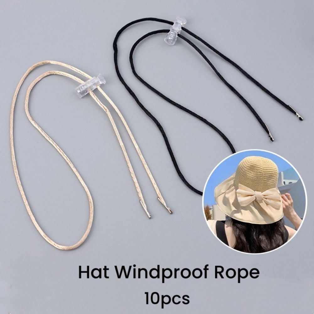 10pcs Anti-lost Hat Chin Cord Straps Adjustable Hat Retainer Sun Hat Lanyard Straw Hat