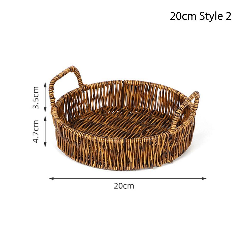 1 шт., плетеный поднос для хранения фруктов, овощей, тортов, круглая форма, пластиковая корзина из ротанговых нитей