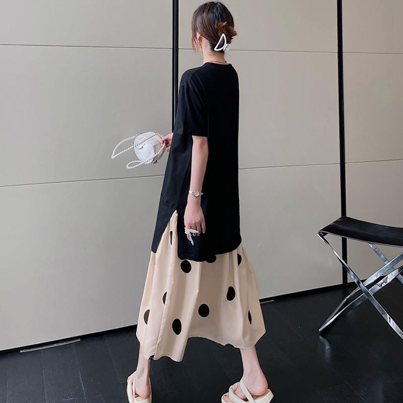 Dimanaf 2022 Новое женское длинное платье Лето Плюс Размер Модное Черное Свободное Повседневное Oversize