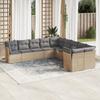 10 Piece Garden Sofa Set with Cushions Beige Poly Rattan