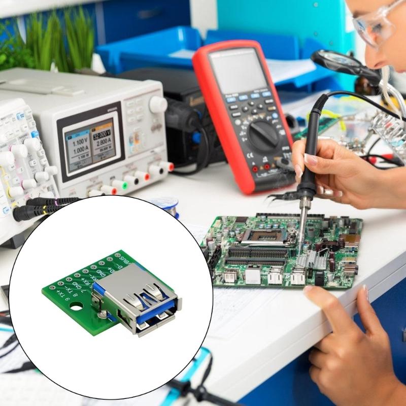 Модуль USB3.0 на DIP с одним гнездовым портом для прототипирования и совместимости с макетной платой. Плата-переходник с гнездовым разъемом.