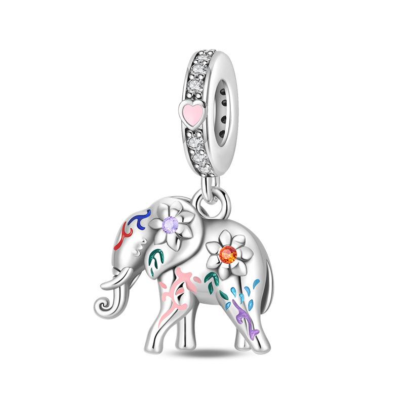 S925 Silver Capybara And Elephant Animal Shaped Beads DIY Craft Accessories Jewelry Making Kit