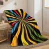Radiating, colorful streaks converge toward a central point on a black background. for all seasons blanket lunch break throw gift