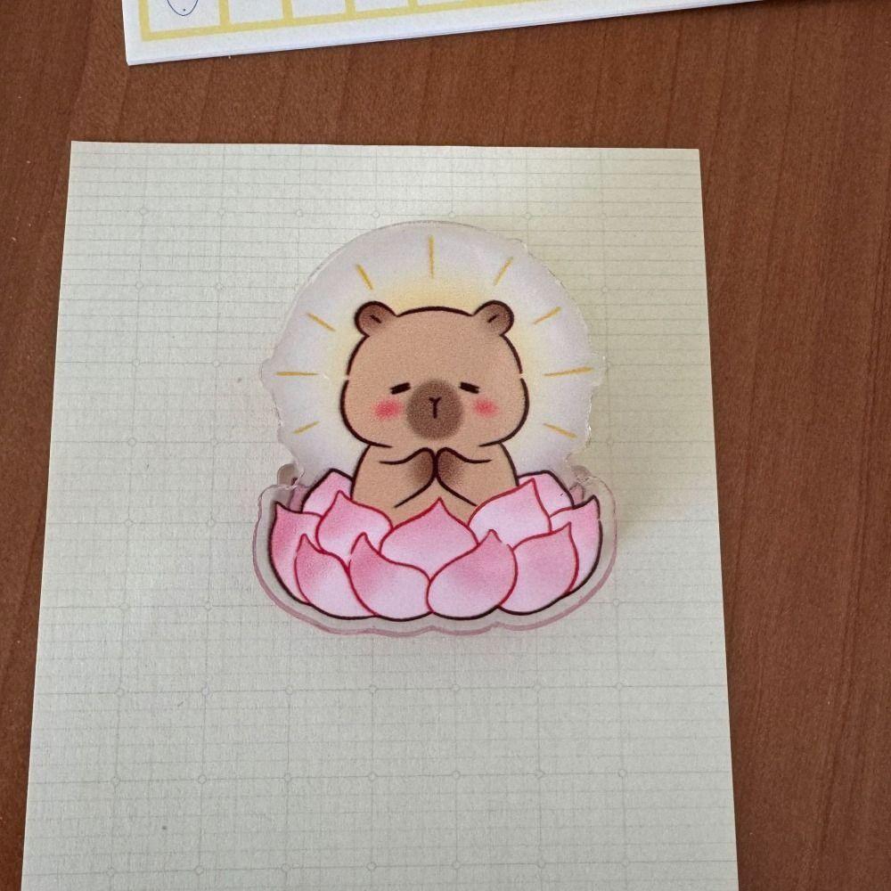 Животное мультфильм акриловая булавка цветок животное значок мода капибара брошь вечеринка