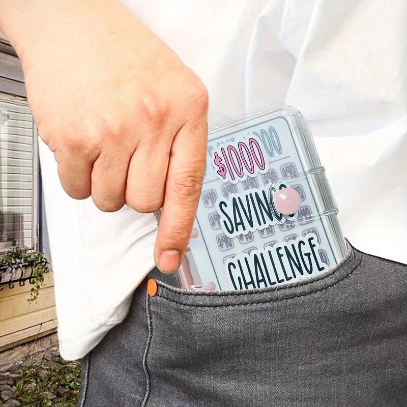 Творческий конкурс экономии денег на сумму 1000 долларов США Папка-регистратор с конвертом Прочный глянцевый ПВХ, рождественский подарок Конкурс экономии денег