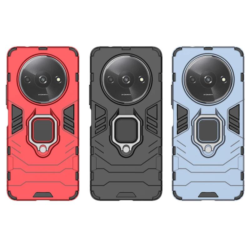 Для Xiaomi Redmi A3x A 3 задняя крышка телефона чехол противоударный бронированный металлический держатель кольца подставка магнитная присоска защитный чехол