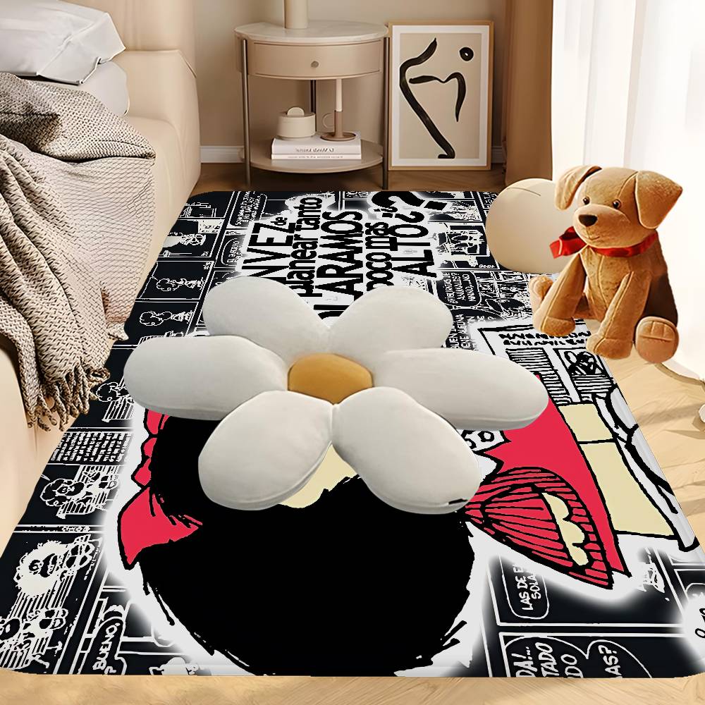 M-Mafalda Girl Floor Mat INS Style Soft Bedroom Floor House Laundry Room Mat Anti-skid Household Carpets