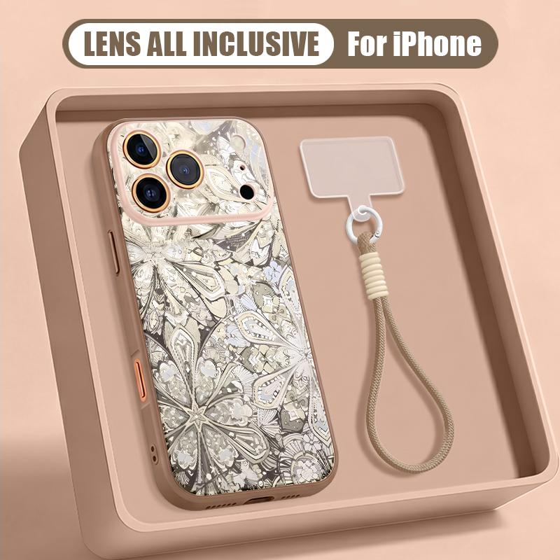 Винтажный Чехол-Браслет с Цветочной Мандалой для iPhone 17 Pro Max iPhone 16 15 14 13 Pro Max Магнитный Для Magsafe Гибридный Матовый Чехол из ТПУ+ПК
