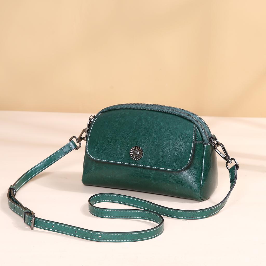 Женская сумка из коровьей кожи, одноплечная, кроссбоди, практичная многосекционная сумка-ракушка с контрастной расцветкой, сумка для мобильного телефона