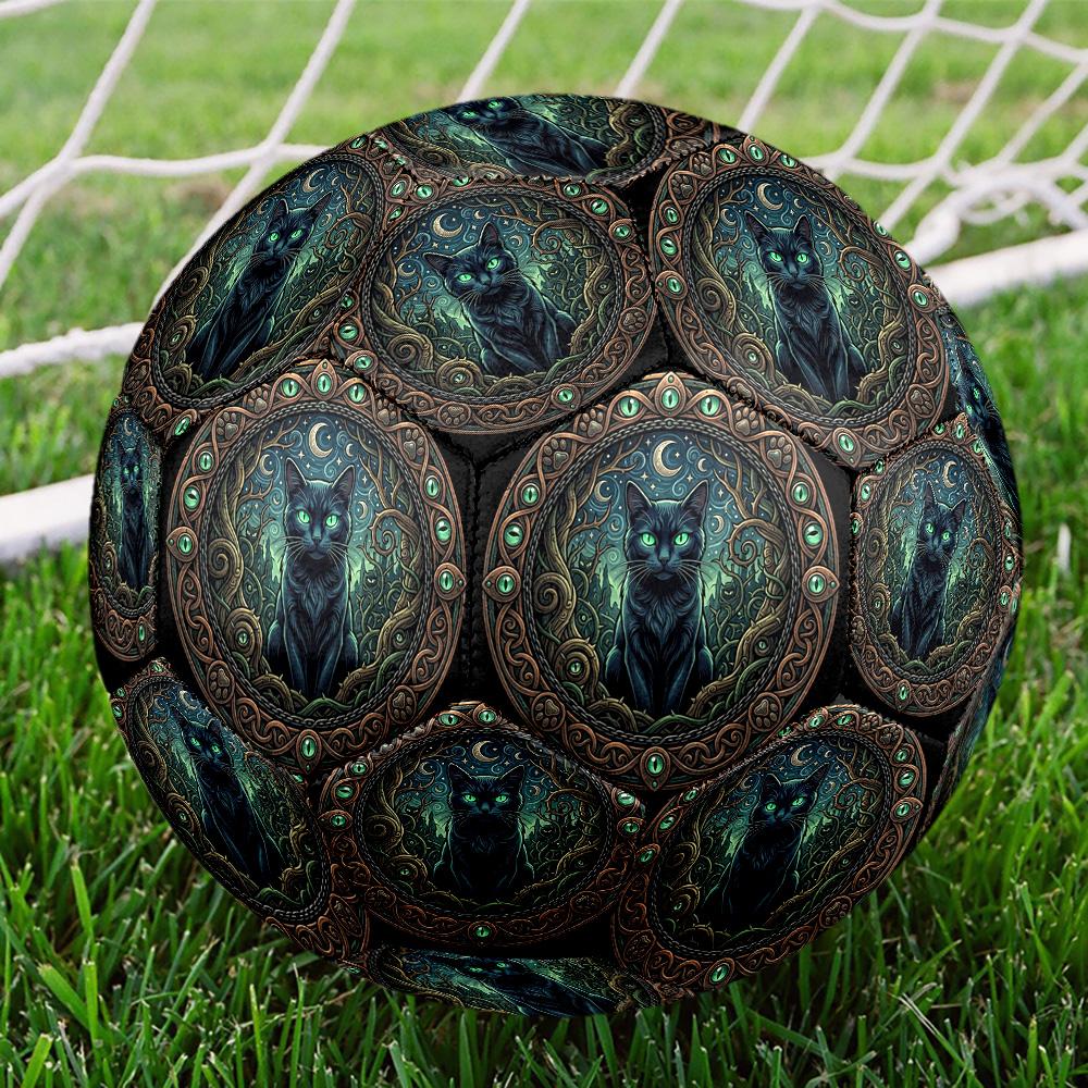 Ethereal Cat Moonlit Forest Round Football Size 5 Adult Ball Suitable for Training Matches and Outdoor Team.