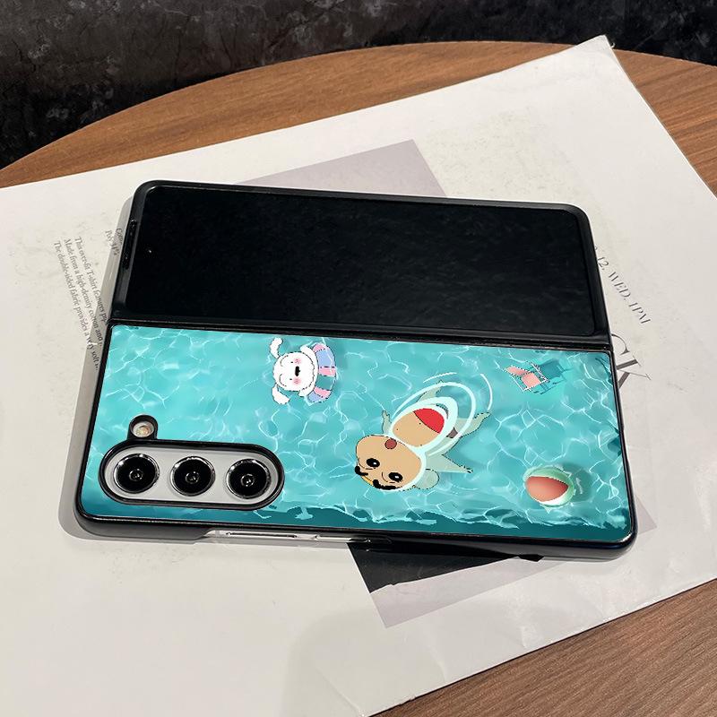 Samsung zfold1 mobile phone case new swimming crayon small new w11 cartoon summer folding zfold1 ultra-thin all-inclusive protective case zfold