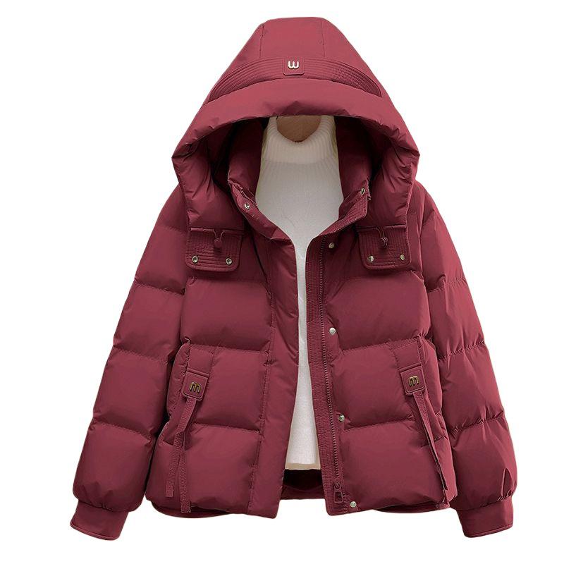 Women's Short Warm Hooded Cotton-Padded Jacket - Winter 2025 Korean Style, Thick and Loose Fit
