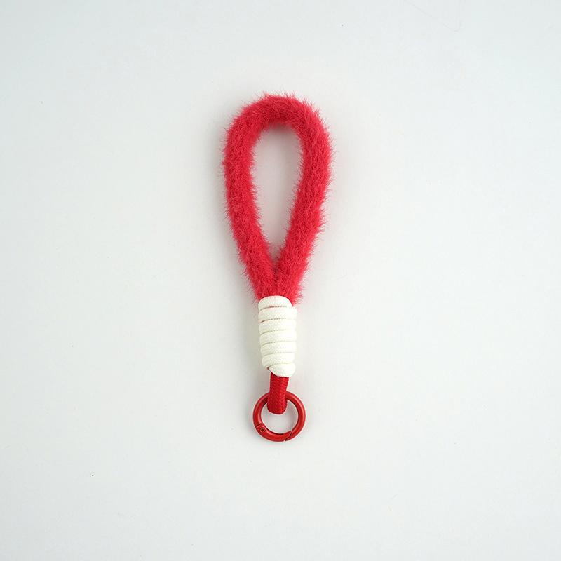 1 шт. плюшевый шнурок-сетка красный автомобильный брелок Ins стиль пушистый ручной шнурок чехол для телефона анти-потеряшка короткая школьная сумка портативный многоцветный