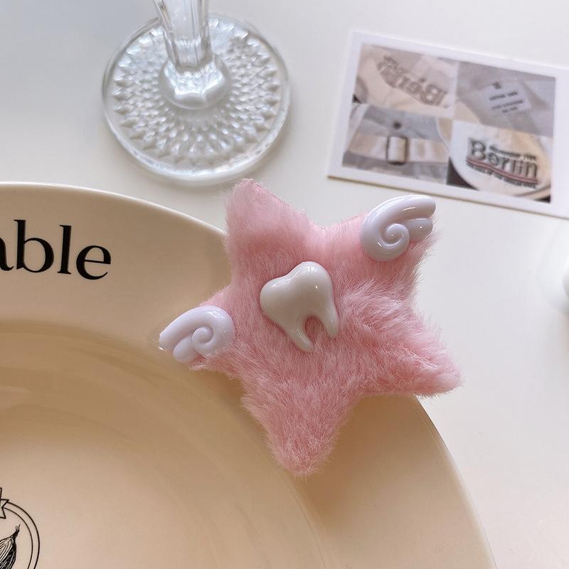 Новые маленькие зубы, крылья ангела, звезда, открытка для волос, субкультурный стиль Гендзюку, плюшевый головной убор с пятиконечной звездой, милая заколка для волос