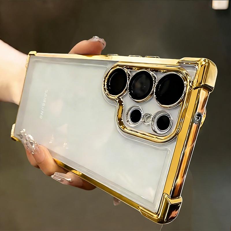 Transparent Phone Case For Samsung Galaxy S26 S25 S24 Ultra Plus S26Ultra Cases Plating Shockproof Bumper Clear Cover