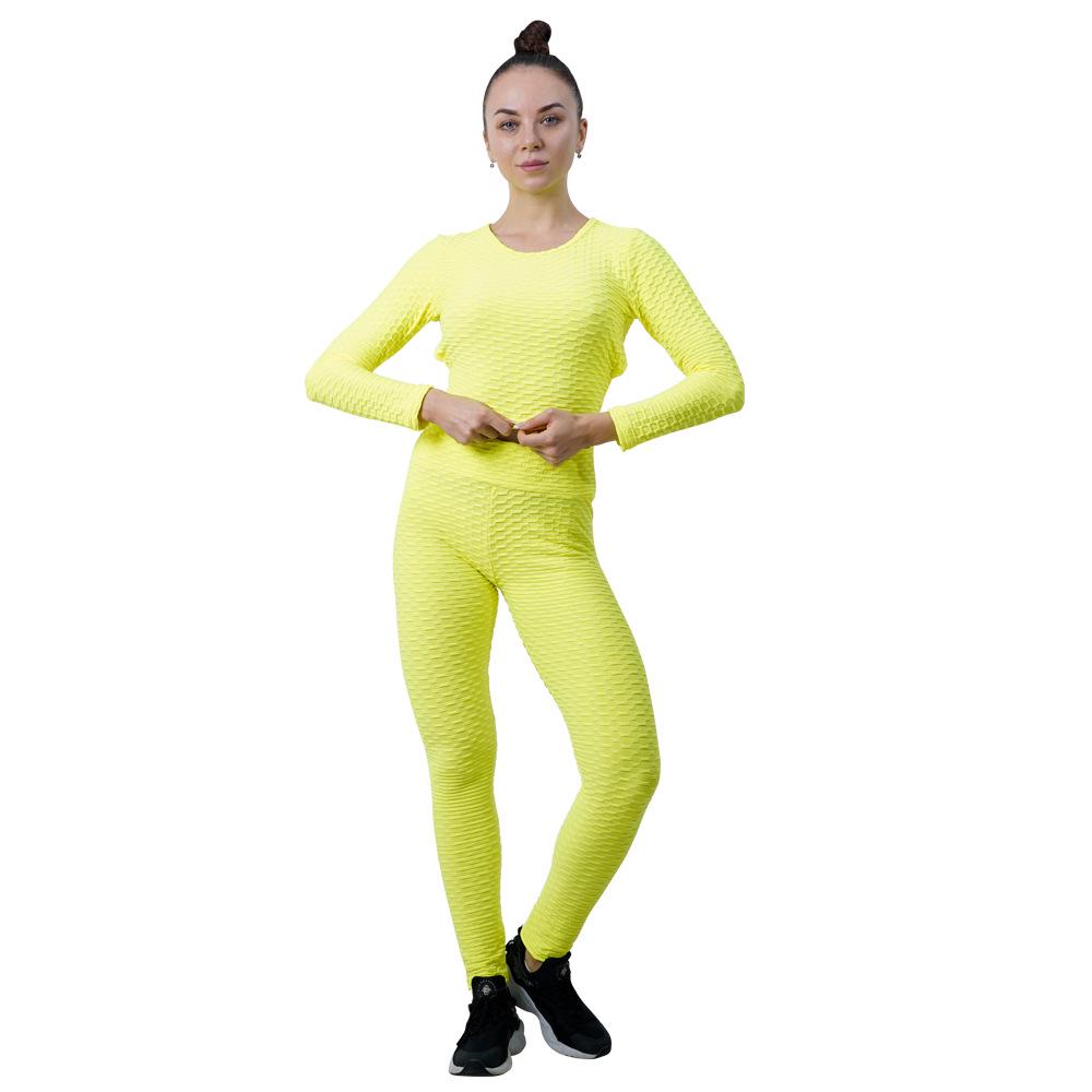 Европейский и американский женский комплект для йоги: Фитнес-одежда с высокой талией, с эффектом пуш-ап для ягодиц, персикового цвета