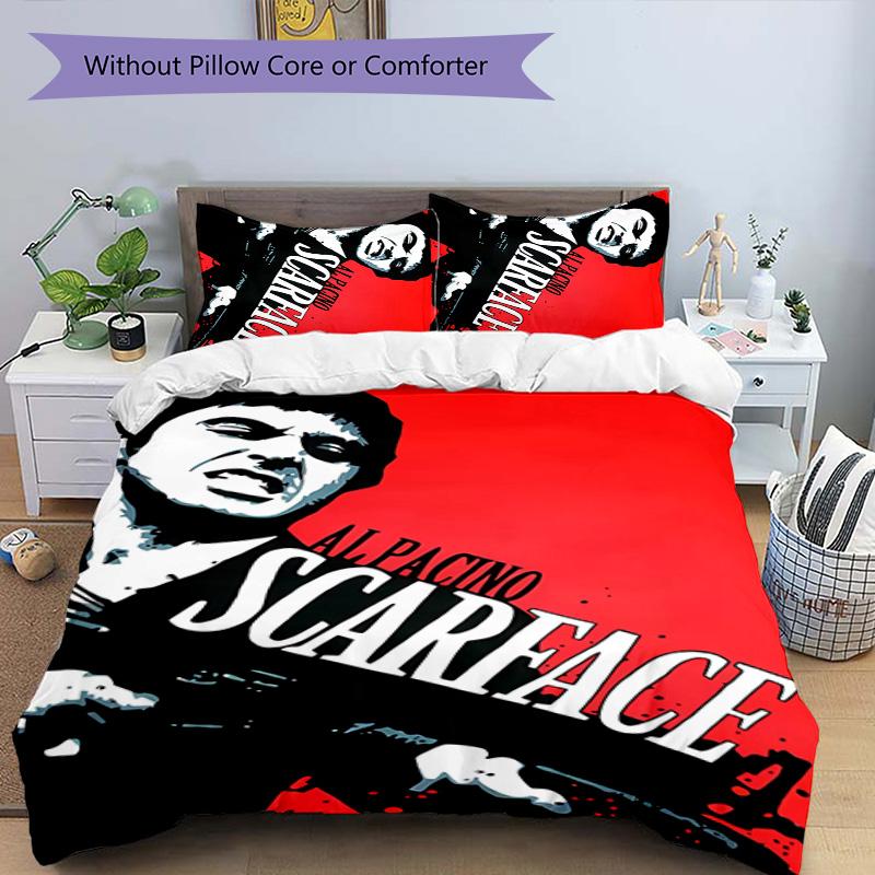 3pcs tony montana Scarface pattern bedding set duvet cover set includes duvet cover &pillowcases, perfect all season bedroom decoration & gift