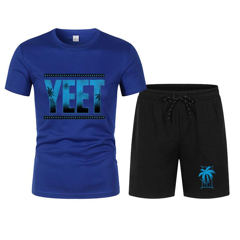 Новые мужские черные футболки и шорты Jey Uso Yeet, летние мужские костюмы с коротким рукавом, новые повседневные комплекты одежды