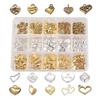 150Pcs Gold Plated Heart Pendants Necklace Bracelet Drop Pendant Mixed Charms Accessories for DIY Jewelry Making Button Maker