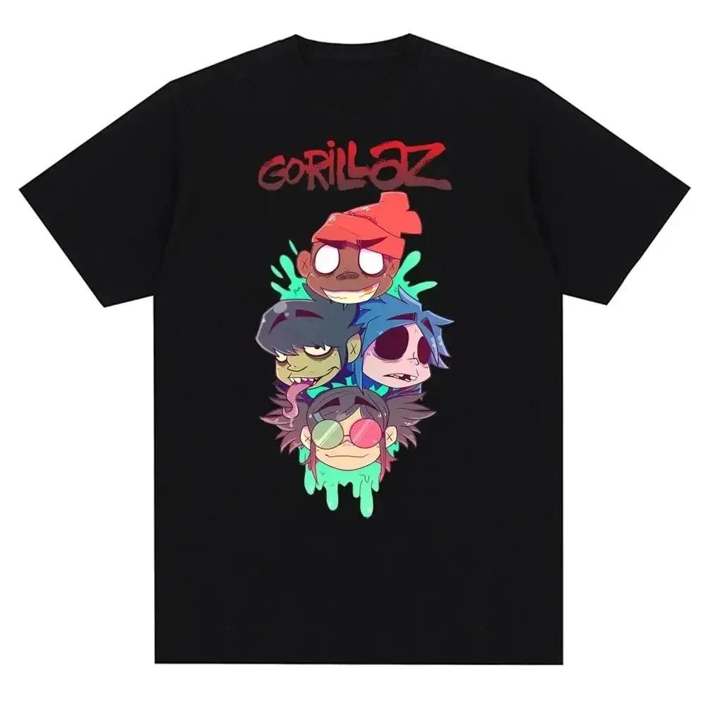 Музыкальная группа Gorillazs Панк-рок Принт Футболка 90-е Повседневная Мода Короткий рукав Футболка Унисекс
