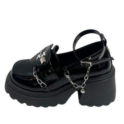 Модная ретро рок обувь для женщин Новая темная панк стиль металлическая нишевая низкая платформа для женщин Женская кожаная обувь