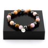 Stones and Minerals. Tiger Eye Beads Bracelet + Pink Opal + Hematite 8 Mm. Made In France.