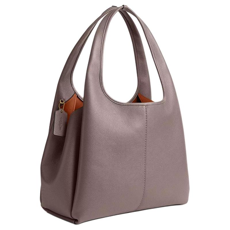 COACH Lana 34 Protective foot base Snap-button closure Internal zip compartment Polished pebbled leather Shoulder bag Large Women's Ash