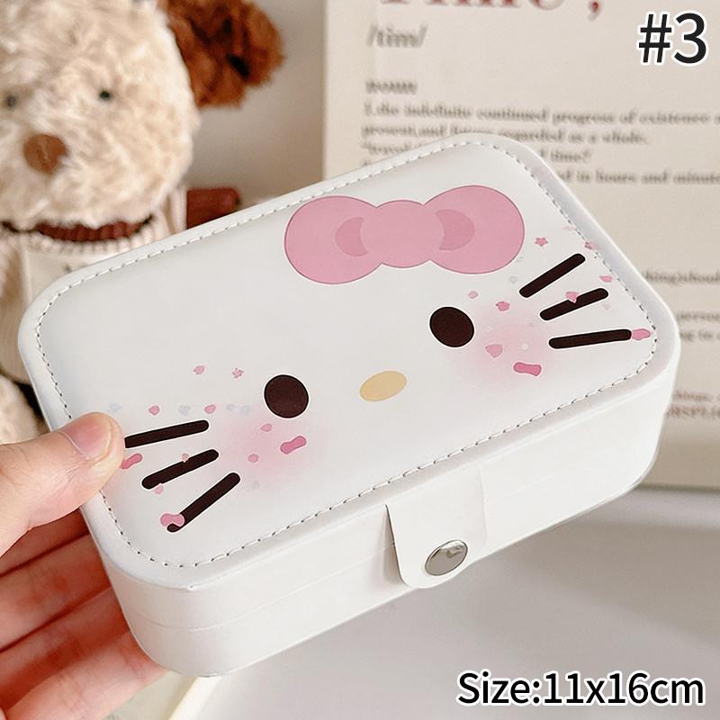 Шкатулка для украшений Hello Kitty Серьги Ожерелья Кольца Шкатулка для хранения украшений Большая вместимость Дорожная портативная сумка Подарок на вечеринку Косметичка
