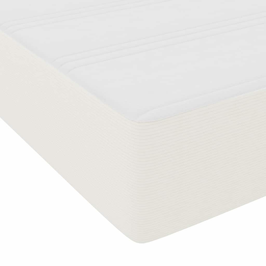 Box Spring Bed in Cream and White 100 x 200 cm Cord Fabric