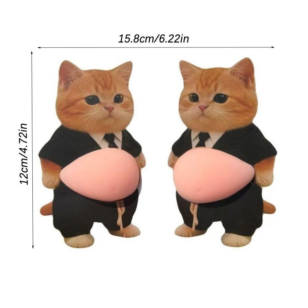 2Pcs Soft Silicone Soft Belly Sticker Cartoon Kitten Animal Decals Phone Case Decoration