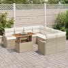 Ensemble de Canapés de Jardin 9 pièces vidaXL avec Coussins Beige Poly Rattan Acacia, Canapé de Jardin 2 Places vidaXL avec 3349441