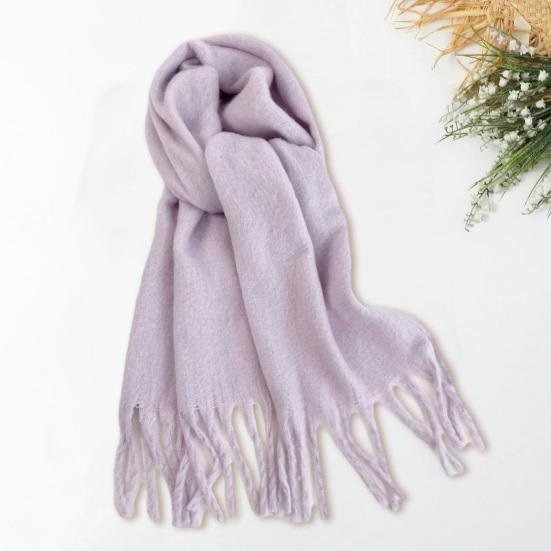 Супер мягкий зимний шарф, однотонный женский элегантный шаль с кисточкой, толстый теплый дышащий шарф, аксессуары для наряда