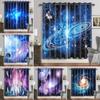 Purple Galaxy Window Curtains Space Planet Eyelet Thin Curtain Universe Stars Drapes for Bedroom Starry Forest Cortinas 2pcs