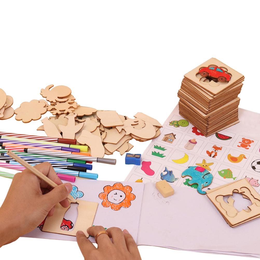 1 Set Kids Drawing Art Set Children Paint Set Tools Kids Drawing Templates for Toddlers Early School