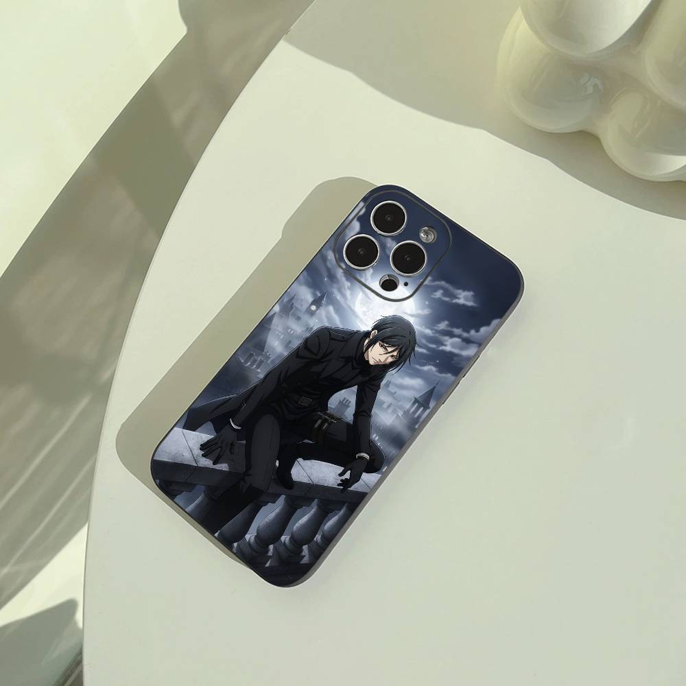 Классическое аниме-B--Черный дворецкий Чехол для телефона для iPhone 17,16,15,14,13,12,11 Pro Max, Легкий и практичный Мягкий черный чехол