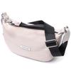 Women's Shoulder Bag with an Unusual Runner Keychain Made of Genuine Leather Vintage 22616 White