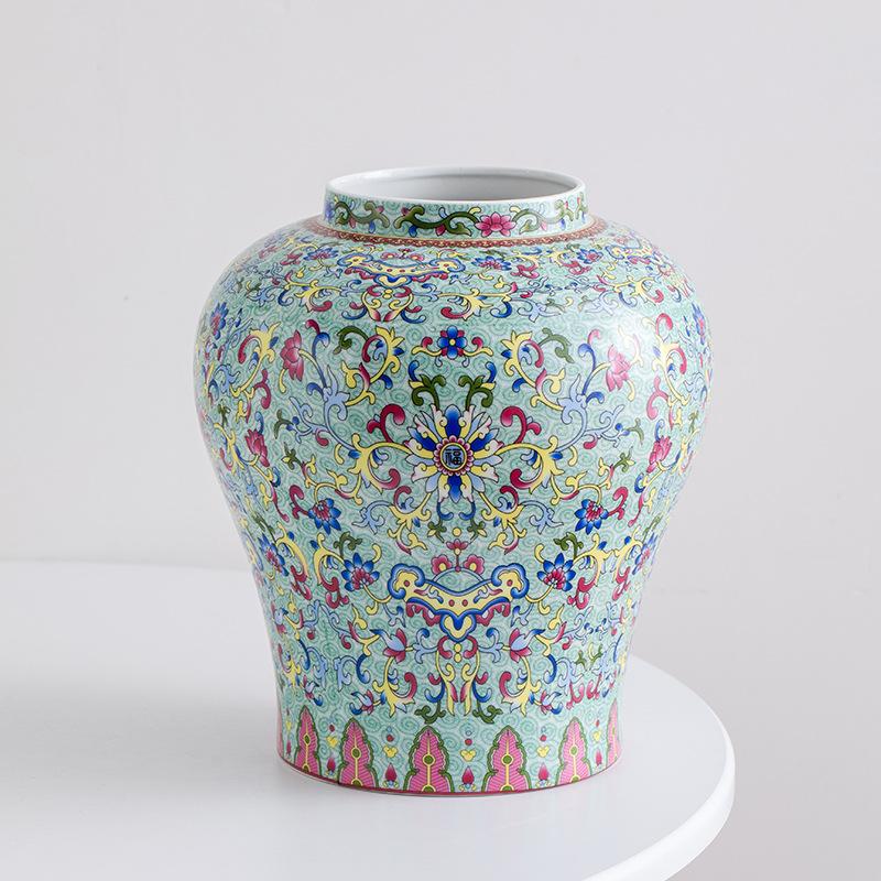 Китайская ретро сине-белая фарфоровая ваза для цветов Керамические поделки Горшок для цветов Настольное хранилище Банка Домашний декор