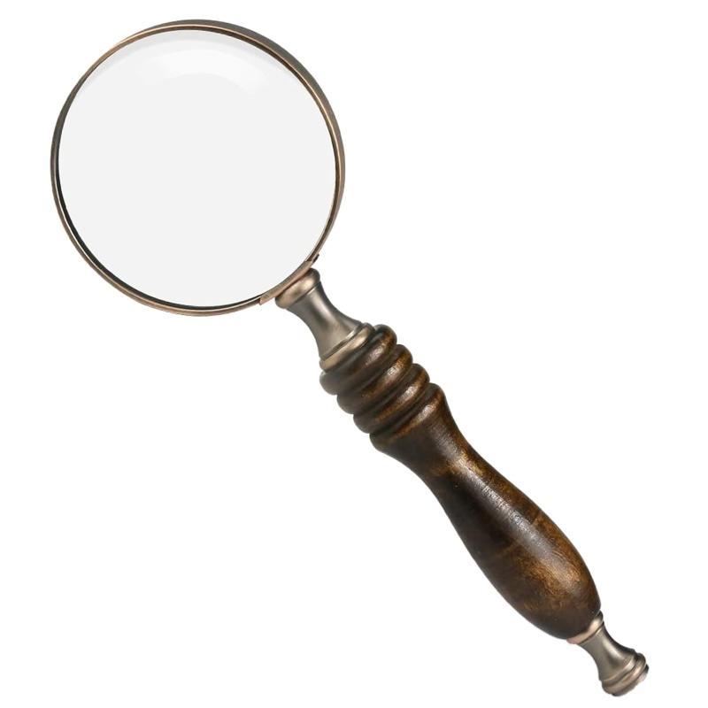 10X Handheld Glass Lens Antique Metal Magnifier for Fine Print Reading Inspection Coin & Stamp Astrologer
