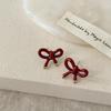 Французский ретро простой темперамент красные масляные серьги-капли в виде банта женская мода милые сладкие ювелирные изделия аксессуары подарки