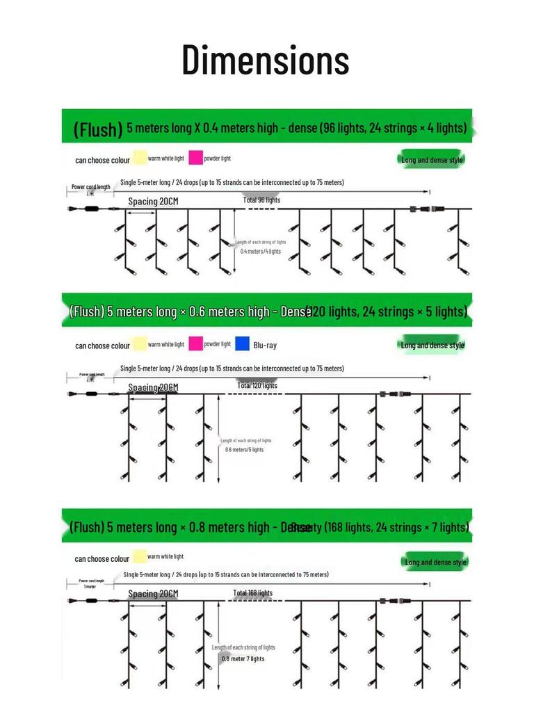 Трансграничные Водонепроницаемые Светодиодные Уличные Мерцающие Гирлянды для Двора и Декоративное Водопадное Освещение