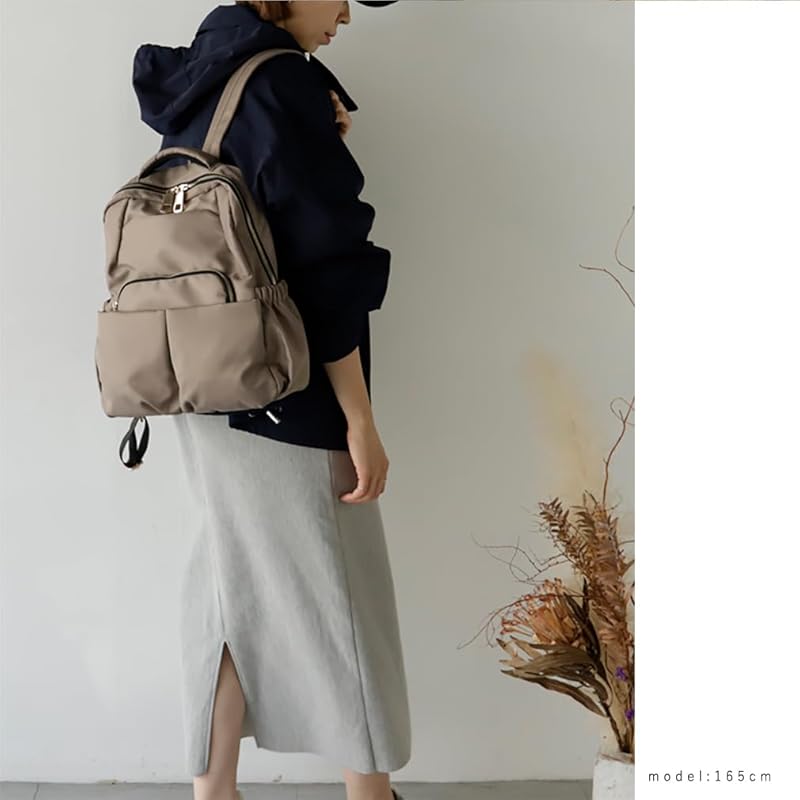 [VITAFELICE] Vita Felice 10 Pocket Nylon Backpack Ladies Vnsb-604z (gray Beige)