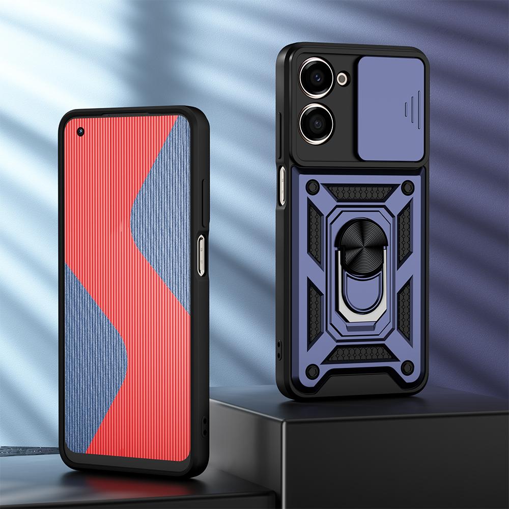 KEYSION Противоударный защитный чехол для Realme 10 Pro + 5G, защитное кольцо для объектива камеры с кольцом-подставкой, чехол для телефона для OPPO Realme 10 Pro