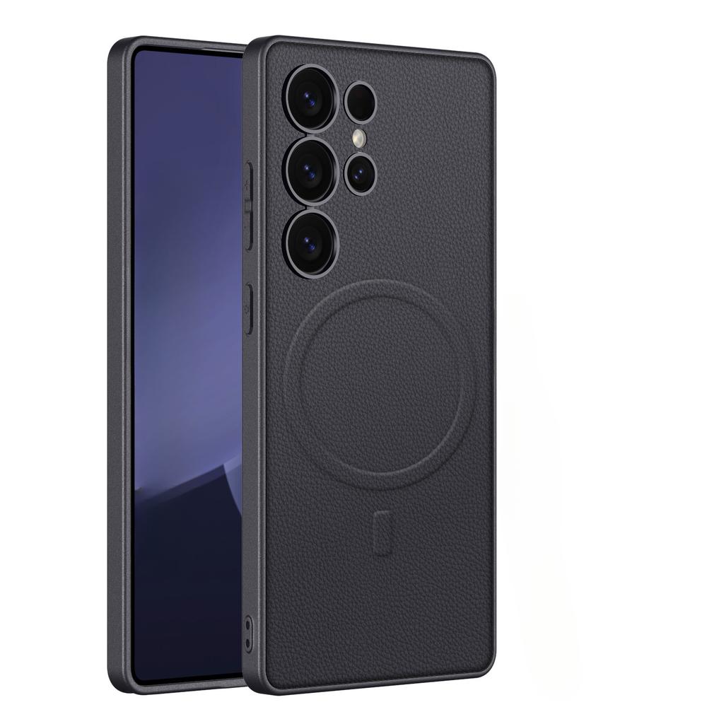 Кожаный жесткий чехол с магнитным покрытием для телефона Samsung Galaxy S25 S24 Plus S23 ультра ударопрочный защитный чехол