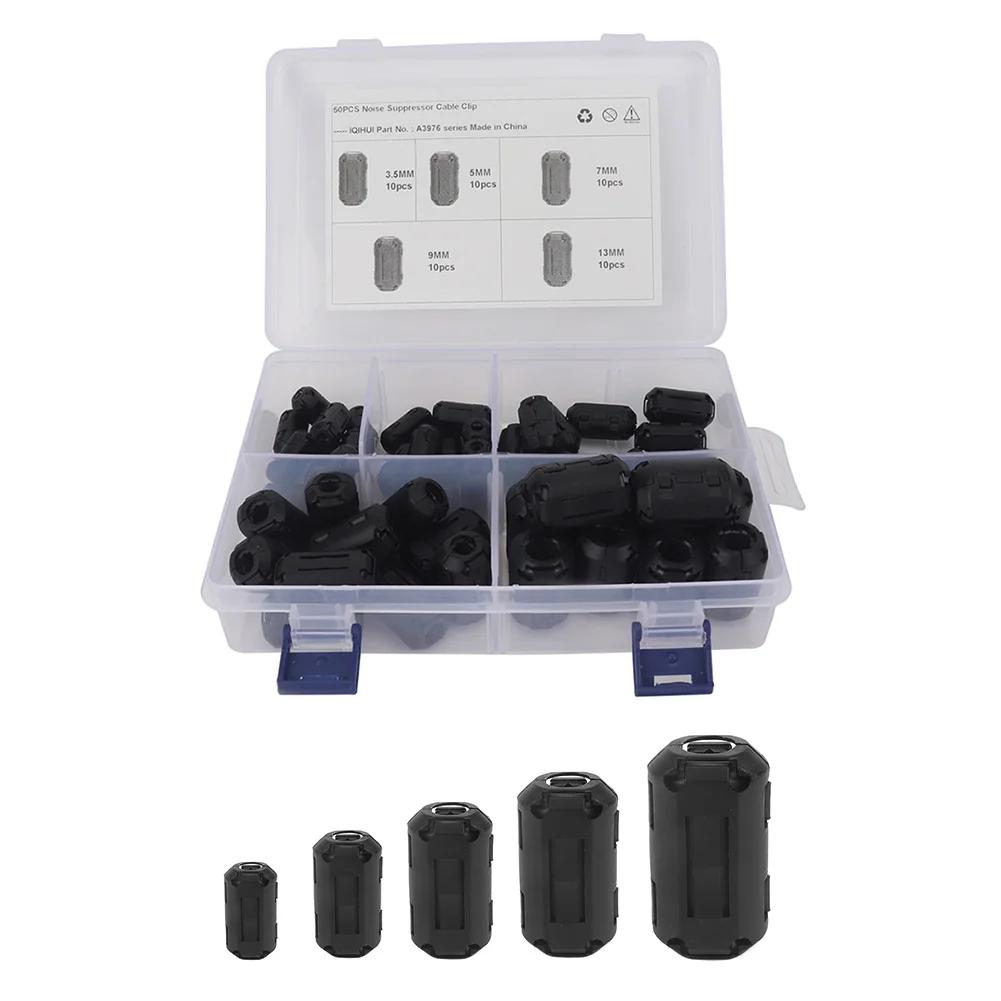 50/22pcs Clip-on Ferrite Ring Core Bead Choke RFI EMI Noise Suppressor Cable Clips for USB Audio Video & Power Cord