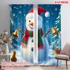2pcs,2D Plane Printing Popular Curtain Panels Cute Snowman Christmas Scene (3) 100% Polyester (without Rod) Holiday for Bedroom,