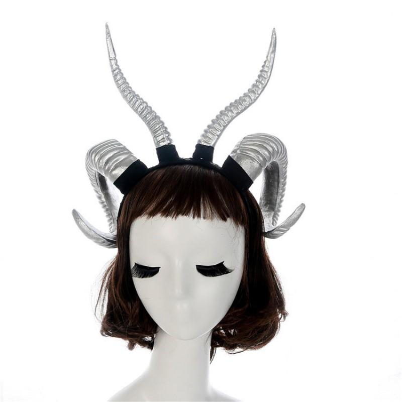 Plastic Resin Bull Horn Headband Halloween Party Cosplay Costume Accessory Unisex U-Shaped Hair Clip