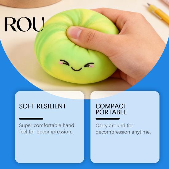 Steamed Bun Sensory Toy Smiling Stress Ball Anti-Anxiety Cartoon Dumpling Squeeze Compact Soft Simulated Dough Fidget Portable Reliever